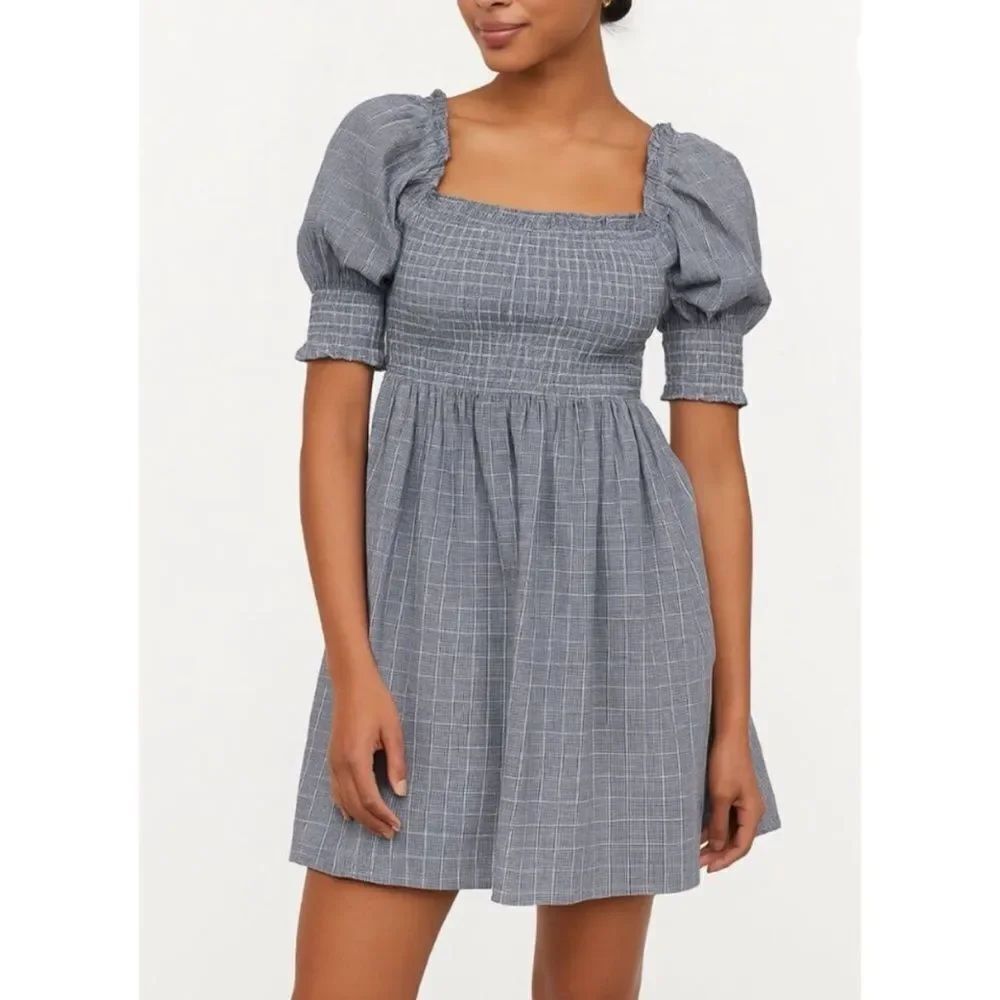 Hill House Athena Nap Mini Dress in Thai Check Plaid Size S